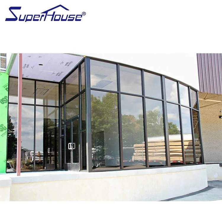 USA storefront customized commercial grade fixed window and door double tempered tinted glass shopfront