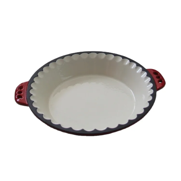 Flower Shape Dish Decorative Border Enamel  Cast Iron Metal Classic Party Color Enamel Pans Plate Dish