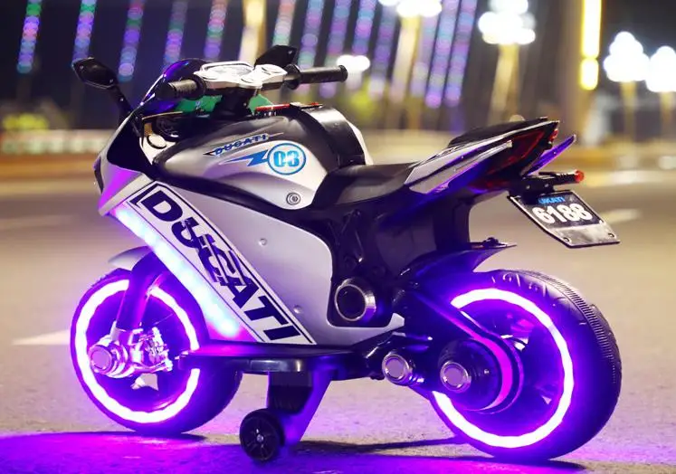 2022 New Factory Wholesale Battery Powered Pink Color Multi Music Child Drive  kids electric motorcycle with Wheel lights