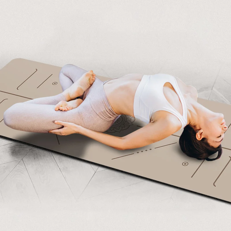 Position Line Laser Printed Yoga Mat  Anti-slip PU Rubber Yoga Mat  Fitness Yoga PU Mat