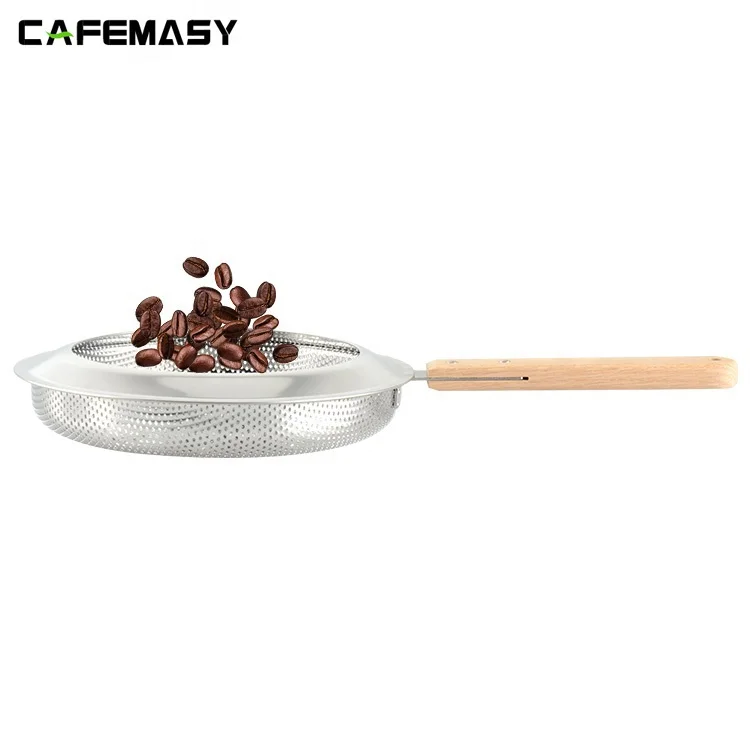Cafemasy Korean Style Stainless Steel Coffee Roaster Bean Net With Wood Handle Coffee Bean Baking Cage