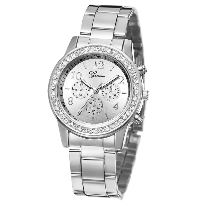 5PCS Set Luxury Watch Women Ring Necklace Earring Rhinestone Wristwatch Casual Ladies Watches Bracelet Set Without Box