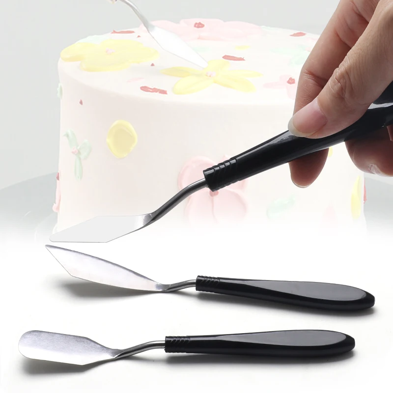 3pcs/set Pastry Tools Painting Knives Stainless Steel Baking Spatula  Fondant Cream Mixing Scraper