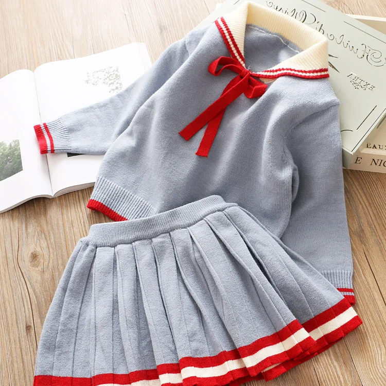High Quality School Style Kids Sailor Suit Baby Girl Mini Skirt And Top Set For Wholesale