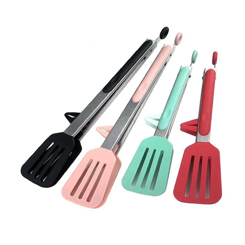 Kitchen Tongs BBQ Salad Stainless Steel Tools Grill Silicone Non-slip Cooking Clip Clamp Silicone Food Tong
