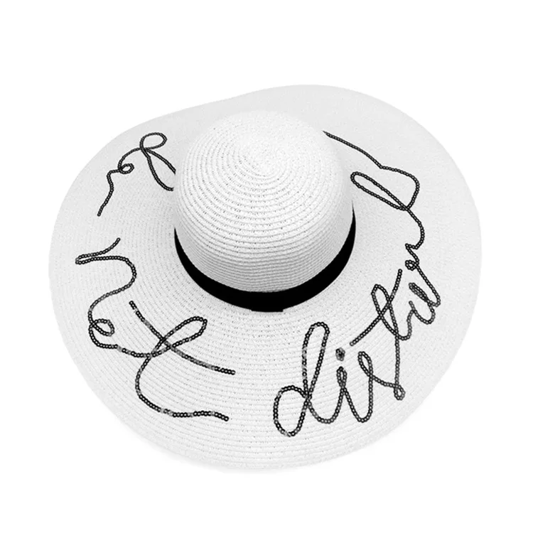 Fashion wholesale custom logo summer women floppy wide brim foldable big brim straw hats