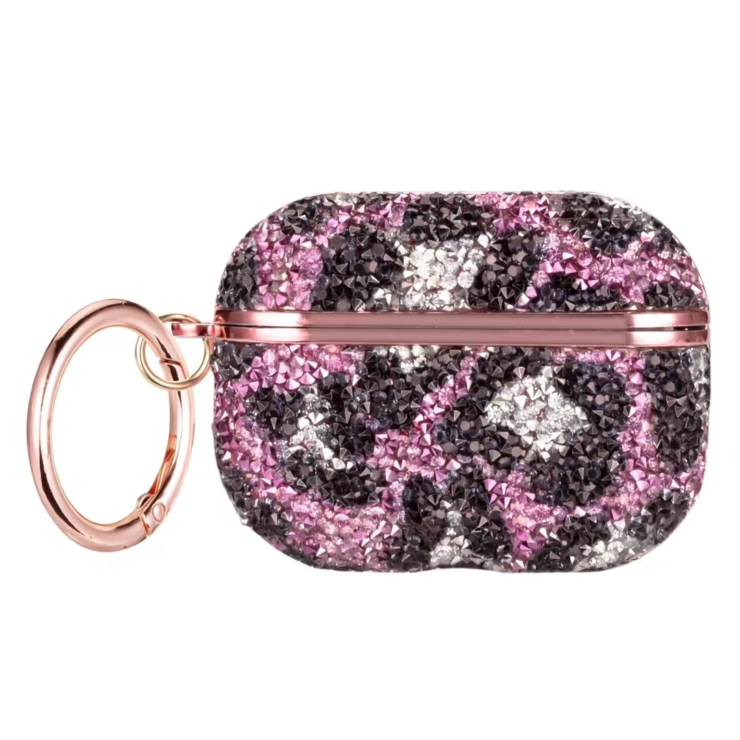Diamond Leather Cover Case Protective Shining Rhinestone for Airpods Charging Cases Earphone Accessories
