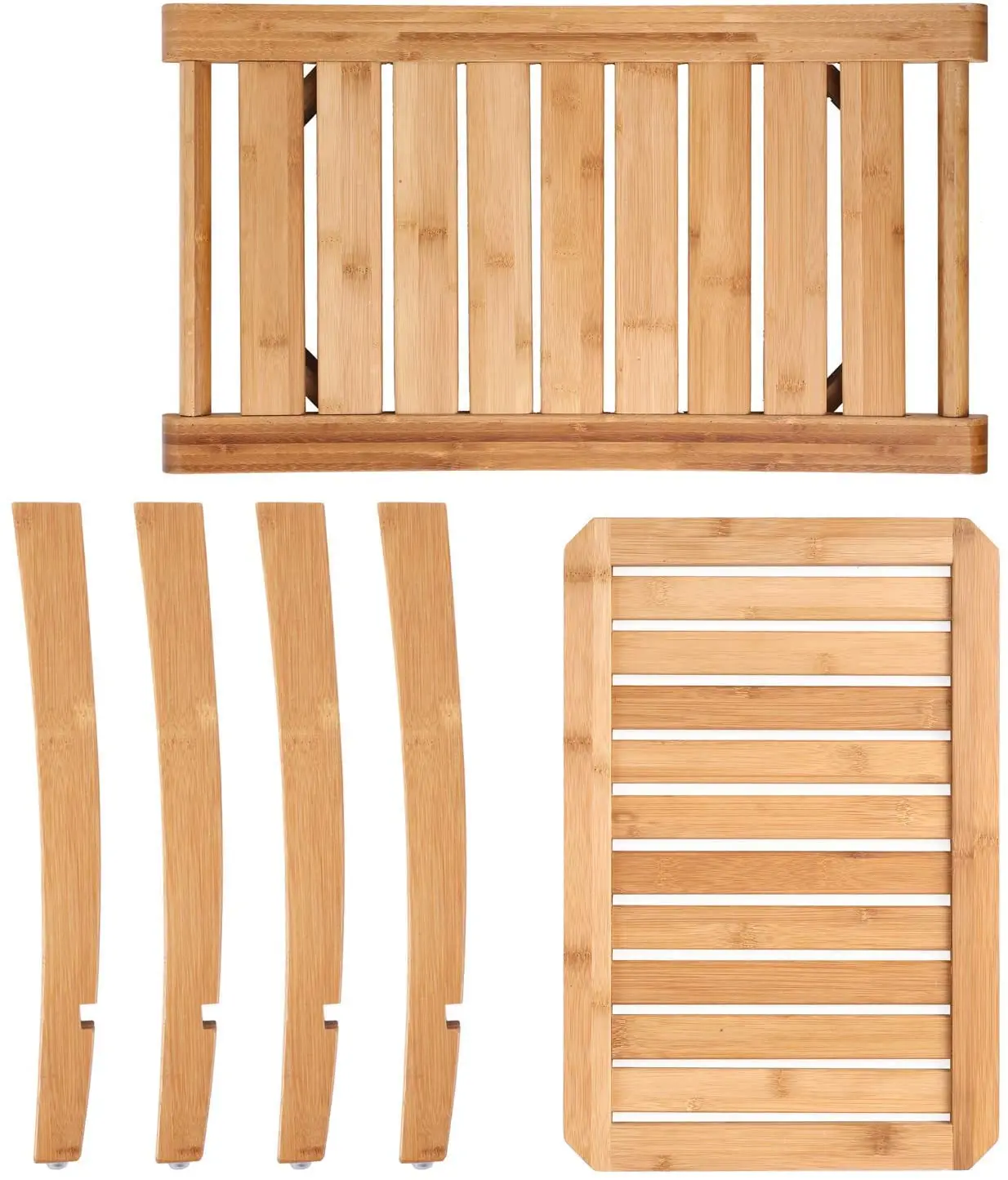 Bamboo Bathroom Shower Bench Stool Non Slip Indoor Outdoor Chairs Waterproof Wooden Bath Spa Bathroom Storage Organizer