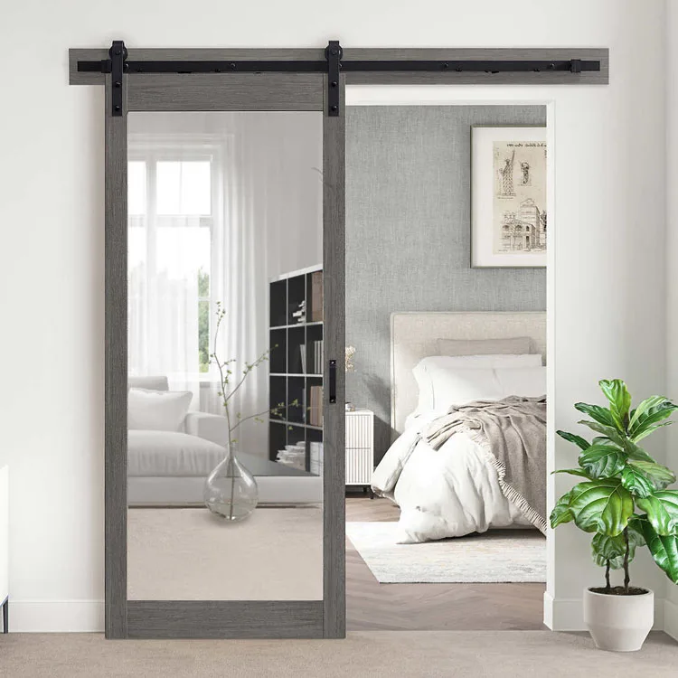 New design custom aluminum black frame french barn sliding doors