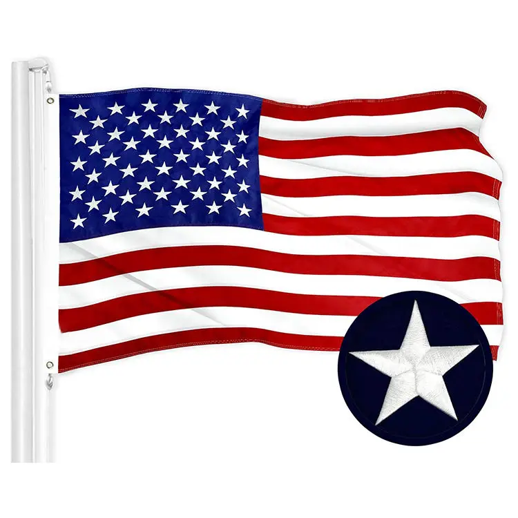 Wholesale Outdoor Heavy Duty Nylon Oxford Sewn Stripes Embroidered Stars USA US Flag 3x5 Ft American Flags With Brass Grommets