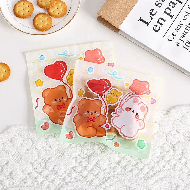 Cartoon Food Storage Small Sealed Bag Bear Gummy Dried Fruit Cashew Nuts Candy Cookies Packaging Small Plastic Bag With Zipper