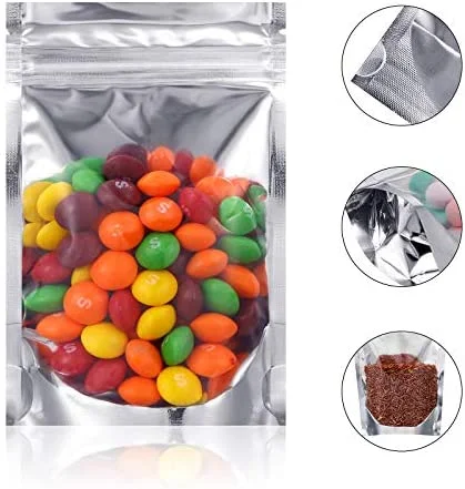 120 Pieces Resealable Mylar Bags Stand Up Foil Bags Aluminum Metallic Foil Pouch Bags for Food Packaging Candy, Nuts and Dried