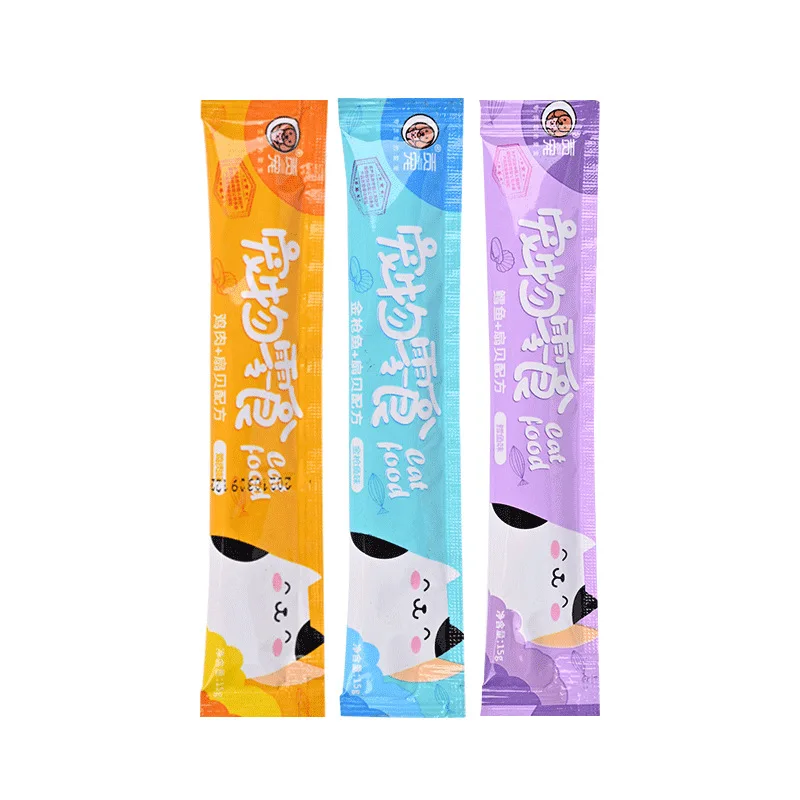 2022 Pet Supplies OEM Logo Custom Amazon Hot Selling 15g Natural Cat Treat Snack Wet Food