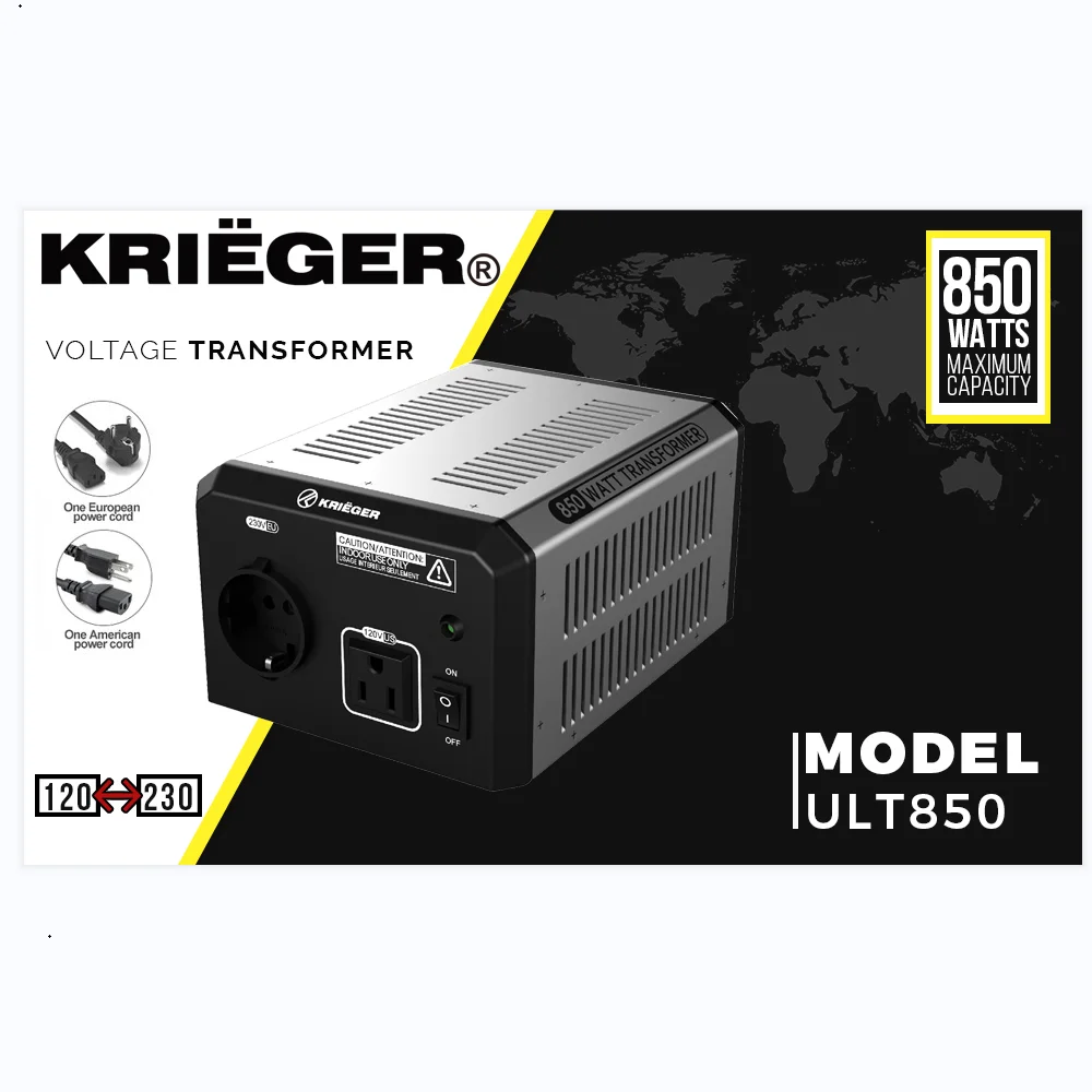 Krieger 850 Watt Voltage Transformer 110/120V to 220/240V Step Up Step Down Voltage Converter MET Approved
