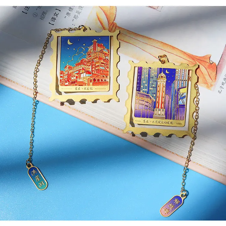 Wholesale Custom Metal Bookmark Blanks Etched Brass Enamel Metal Bookmark Clip