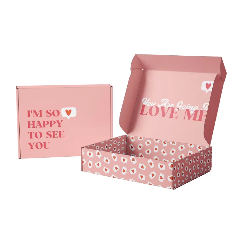Custom Printed Pale Pink Clothing Mailer Box E-commerce T-shirt Corrugated Packaging Boxes