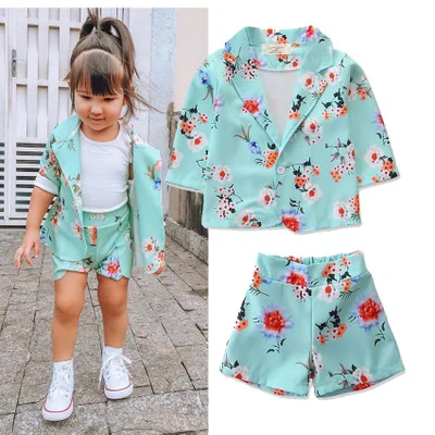 2024 Girls Summer Short Sleeve clothes sets  Girls Print Short Sleeve Small kids 2pcs clothing for girls
