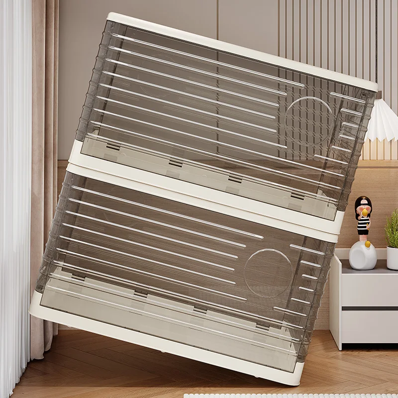 Rmier large foldable storage locker suitable for storage of clothes, toys, etc. Large capacity plastic transparent