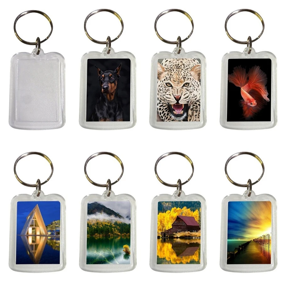 Accept custom key chain custom logo round square rectangle love Key blank clear acrylic photo keychain acrylic keychain blanks