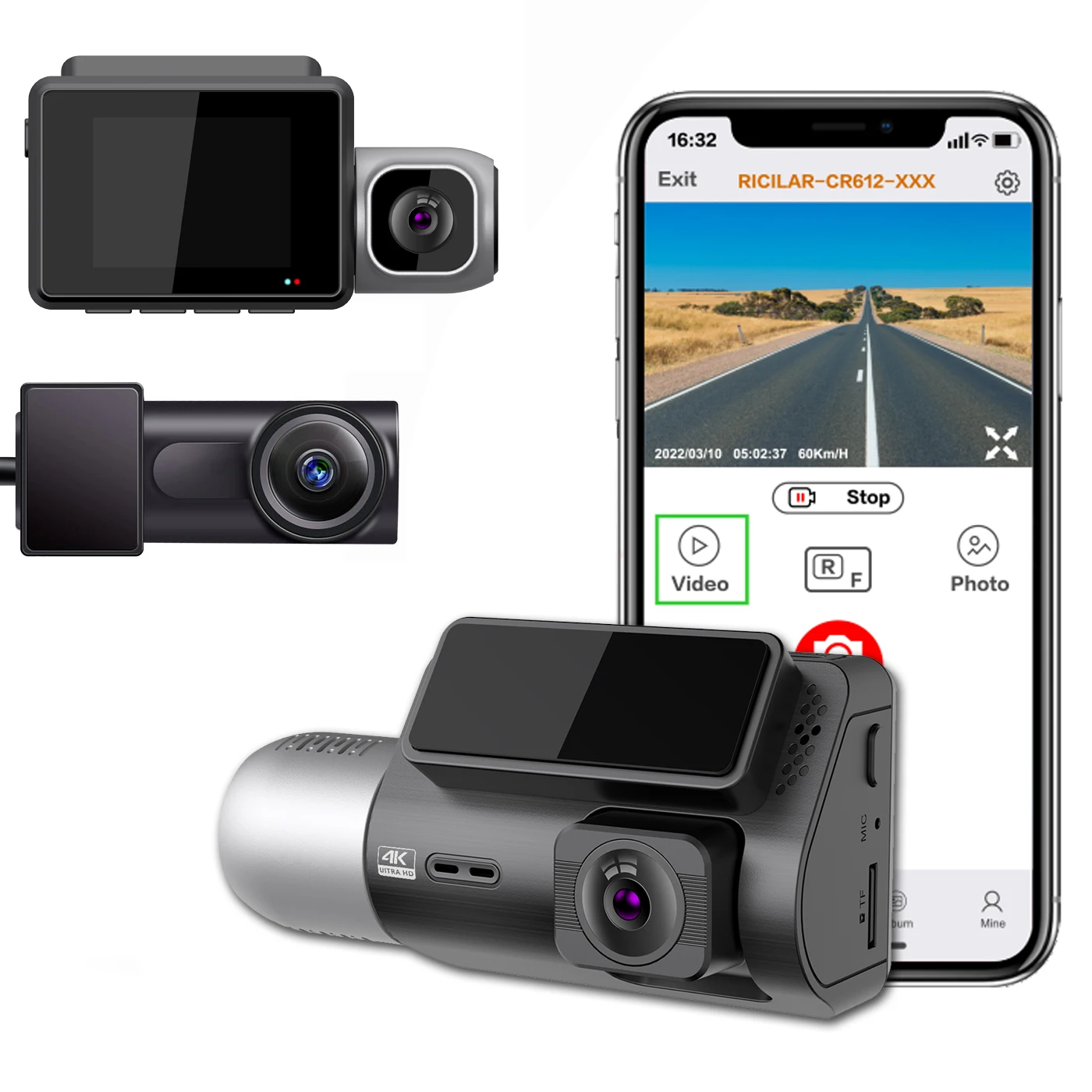 3Channel  4K dash camera 2Inch IPS Display sony camera  hidden camera  with Parking Monitor Time-lapse