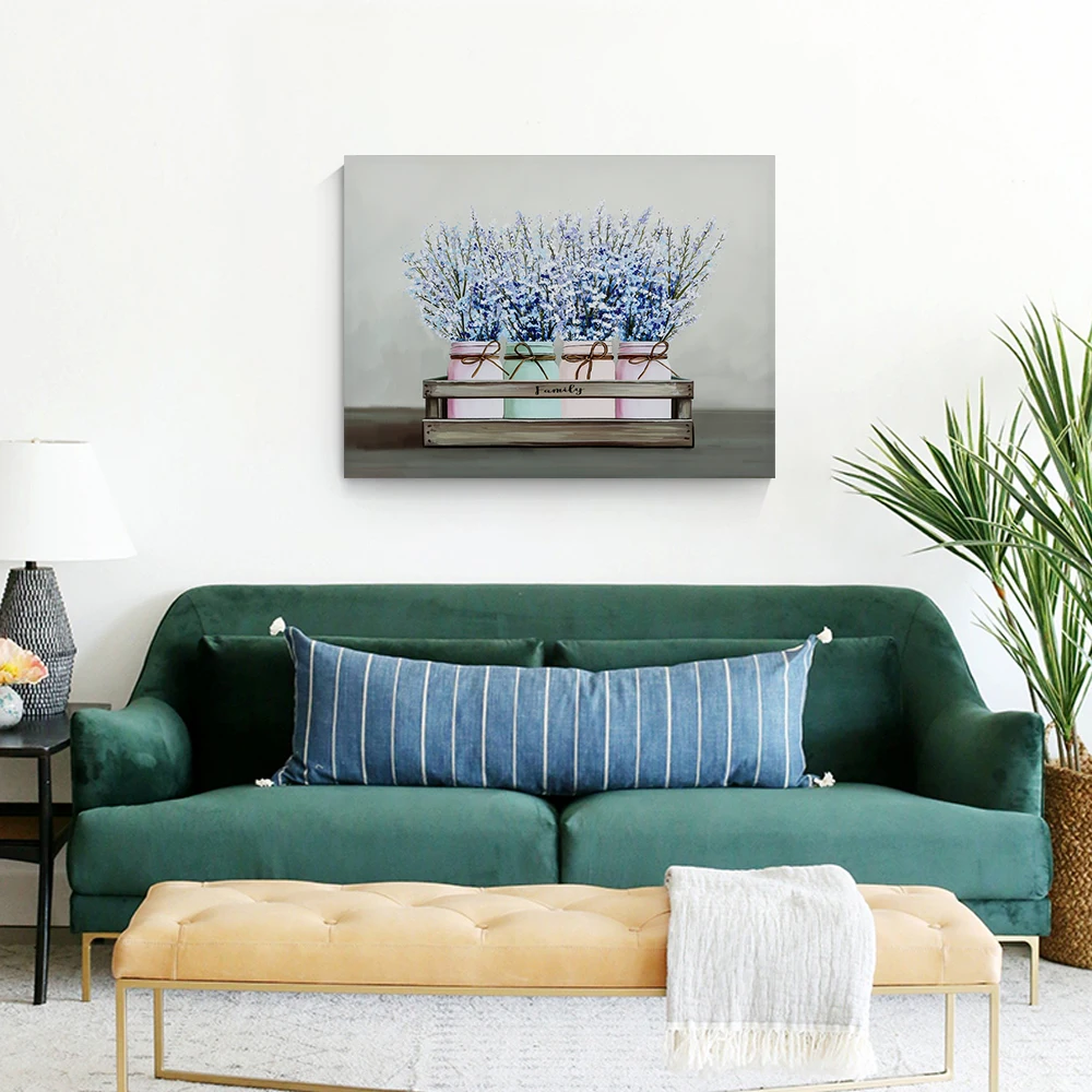 Lavender canvas pictures prints oil hand painting wall painting living room big size flower canvas wall art