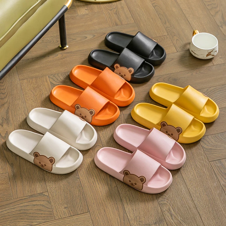 Custom Beach New Arrival Lovely Litter Bear Summer Bathroom Sandals Cloud Slippers for Women
