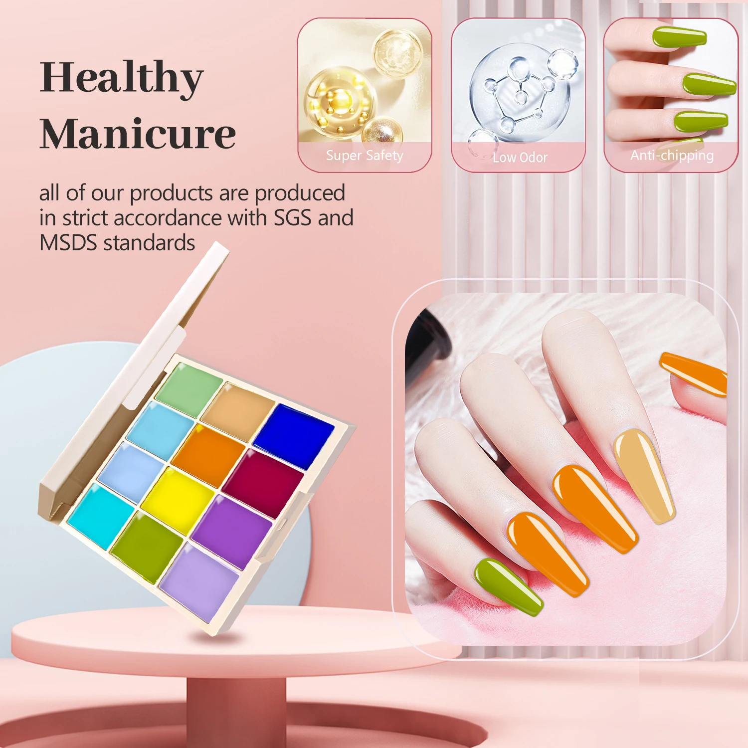 12 Color Palette Solid Cream Gel Nail Polish Set Uv Soak Off Gel Nail Pudding Gel Uv Solid