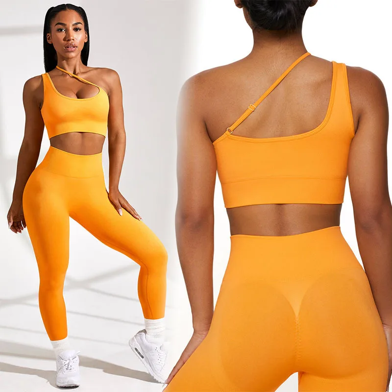 2022 INS Hot Sale 4 Piece Knitted Seamless Sports Bra And High Waist Gym Leggings Yoga Set Fitness Wear For Women