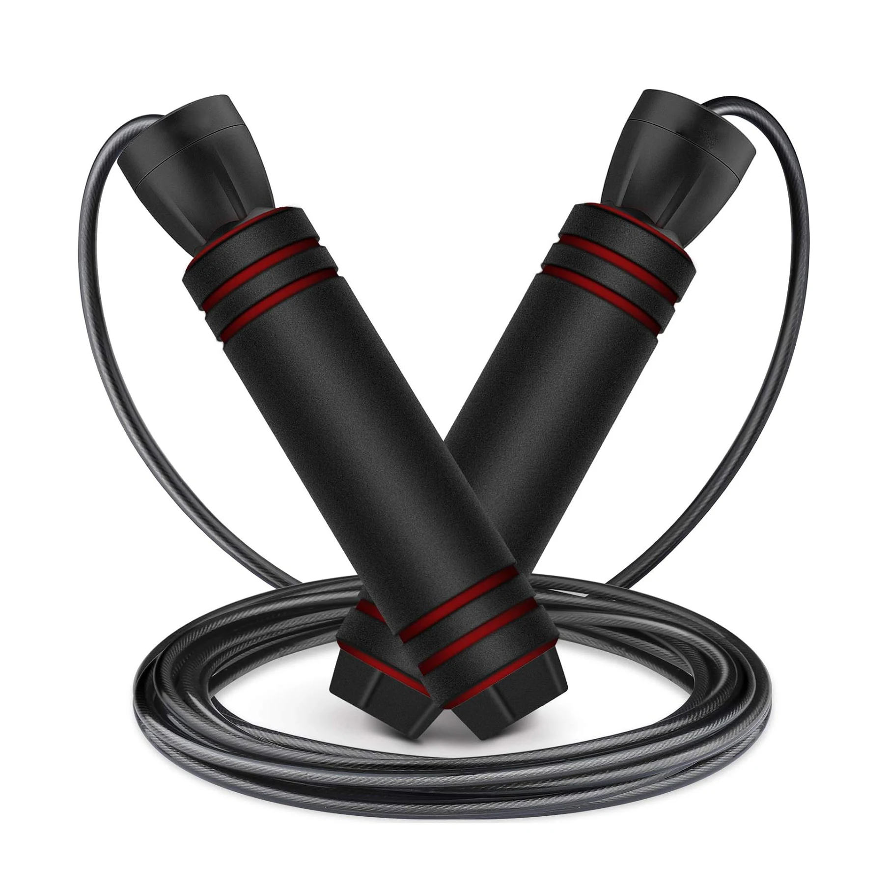 Skipping Speed Durable Jump Rope Tangle-free Adjustable Rapid Ball Bearings Soft Foam Handle Beads Lightweight Fitness Burning