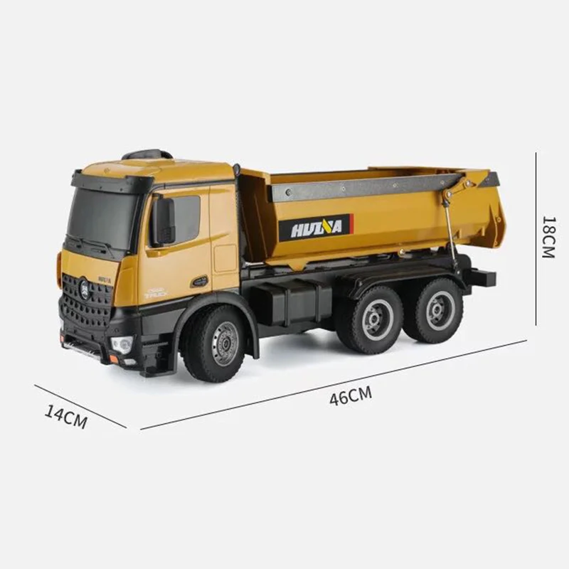 HUINA 1/14 RC Dumper Truck 2.4GHz RTR 1573 Remote Control Car Battery Light Outdoor Toys Boys Gift