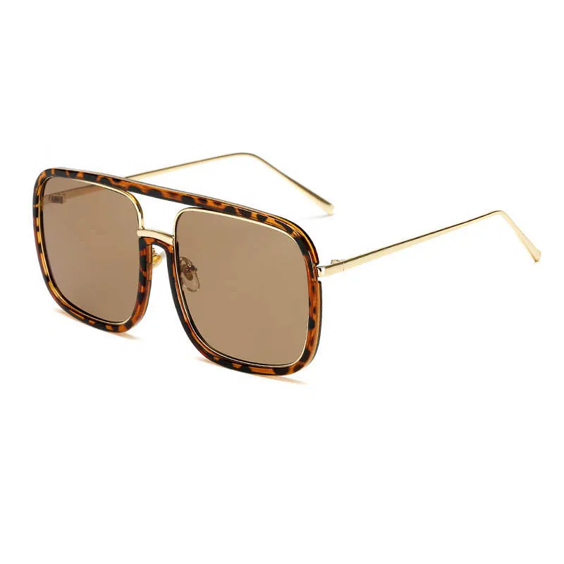 Wholesale Designer Sunglasses Men Korean Retro Flat Mirror Square Big Frame Women Sun Glasses