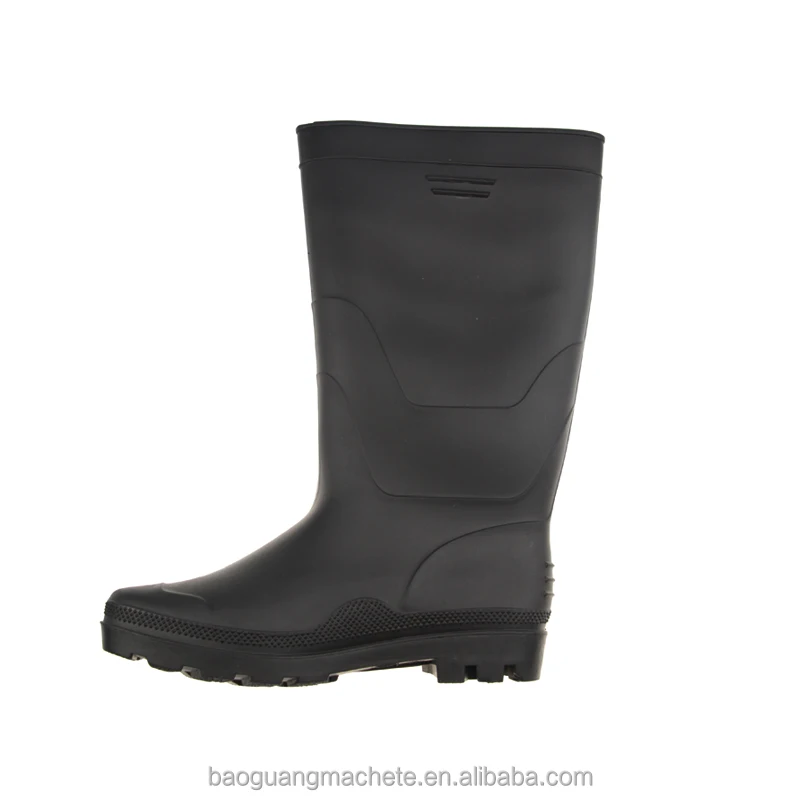 Waterproof anti slip oil acid resistant black cheap non safety plastic PVCrain boots for men