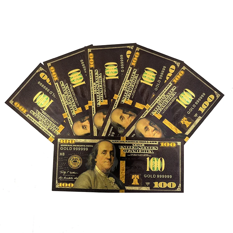 New items not currency black foil gold dollar money 100 bill US America dollar banknote