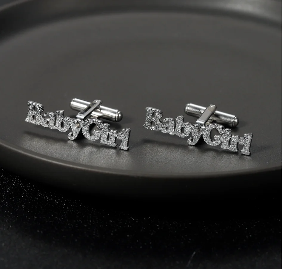 Fashion Rose Gold&Gold Personalized Name Cufflinks Light  Frosted Stainless Steel Shirt Jewelry & Custom Name Cuff links