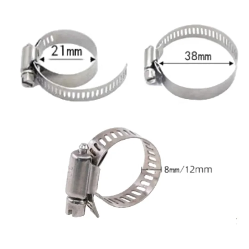 304 Stainless Steel Hose Clamp Adjustable 8-152mm Screw Worm Drive Pipe Clip Hoop Hose Fixed Tool