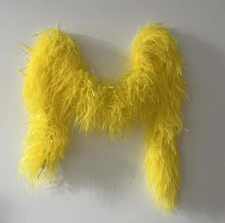 2Meter Yellow Ostrich Feather Boa Shawl 8 Layers Fluffy Ostrich Trim Costume Boa Plumes For Wedding Dress Decoration