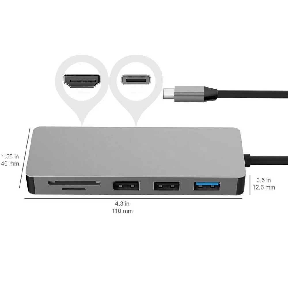 usb hubs 7 In 1 4k Hdtv Docking Station Usb Multiport Adapter For   type c hub splitter usb 3.0 adapter