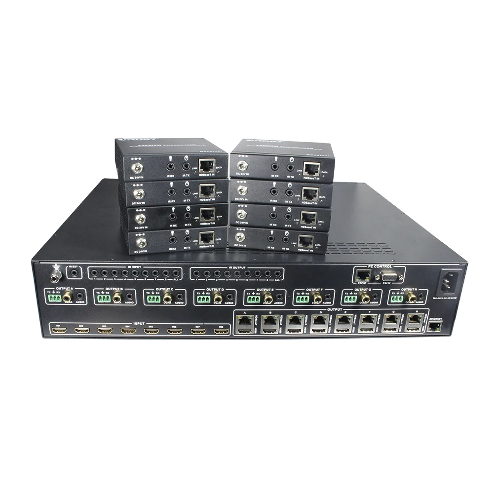 HDBaseT matrix with rs232 hdbaset 8x8 HDMI2.0b Matrix over HDBaset 150m 4:4:4