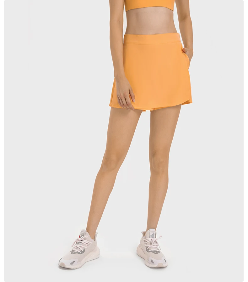 Wholesale 2In1 Tennis Skirt Outdoor Fabric Outfit Anti-Slip Elastic Waistband Design Running Workout Fitness Women Skirt Shorts