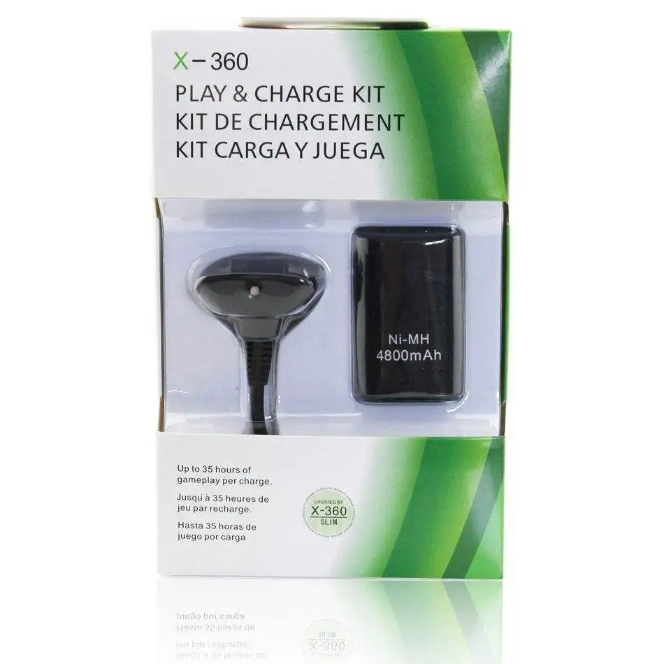 High quality Charging kit For xbox 360 Battery 4800mAh Rechargeable Battery Pack Charger Cable black and white