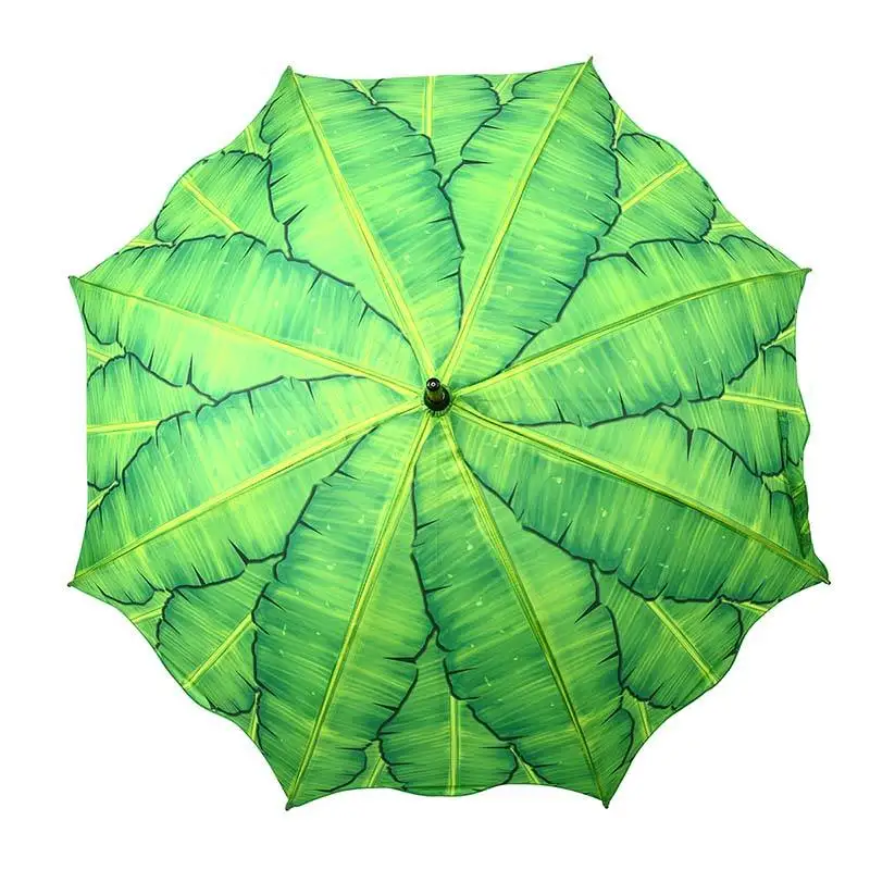 Sunday Straight Umbrella Banana Leaves Wholesale New Umbrella For The Rain Custom Modern Rain Umbrella