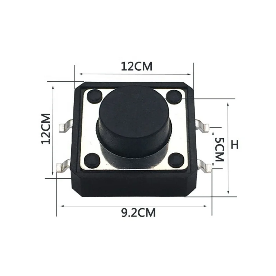 250GF SMD 12X12X9MM Tactile Switch With Reset Black Button Tact Reel Packing