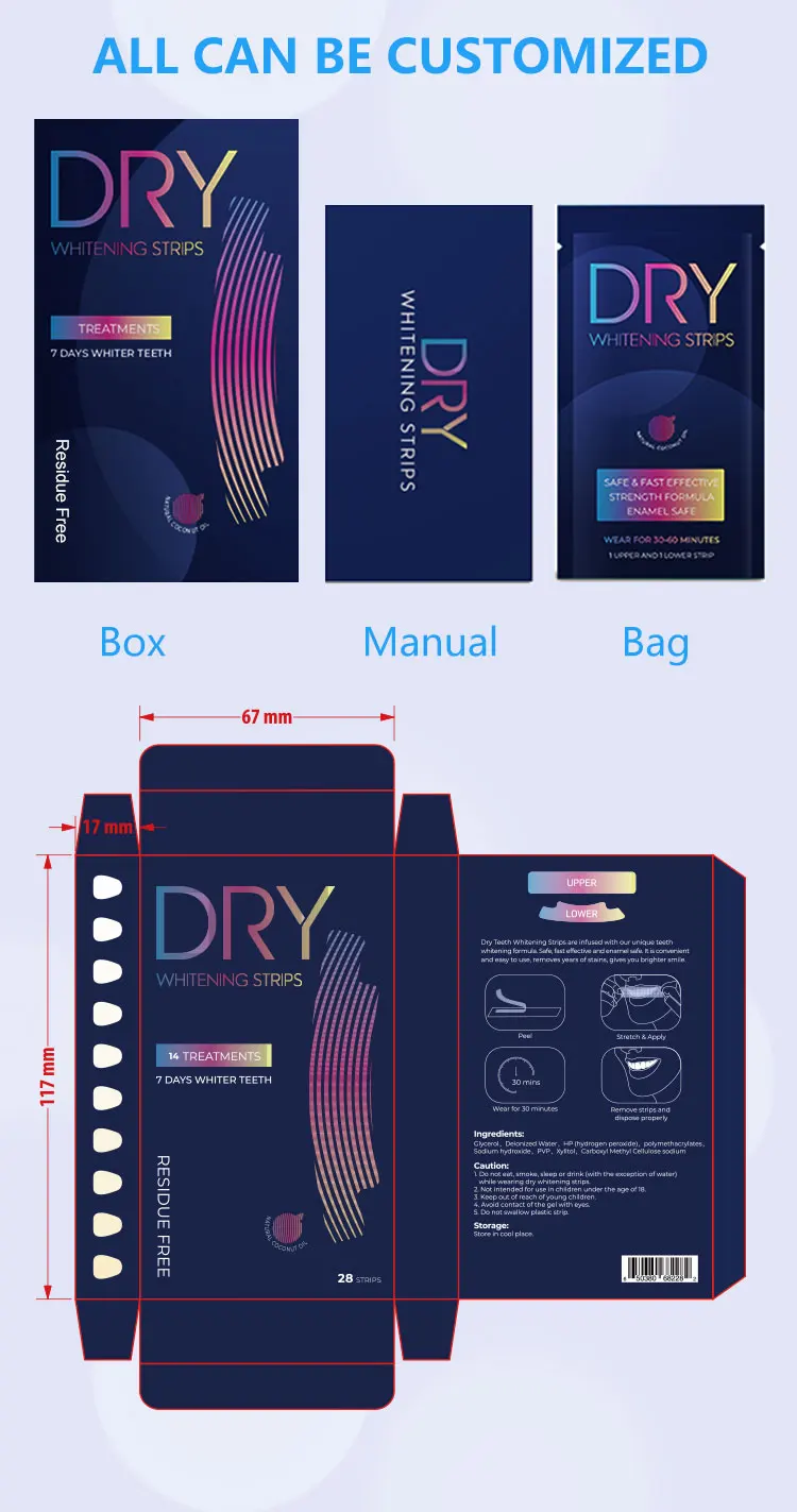 2024 Best PAP+ DRY Teeth Whitening Strips For Remove Teeth Stains Non Peroxide 28PCS Sensitive Free Teeth Whitening Strips