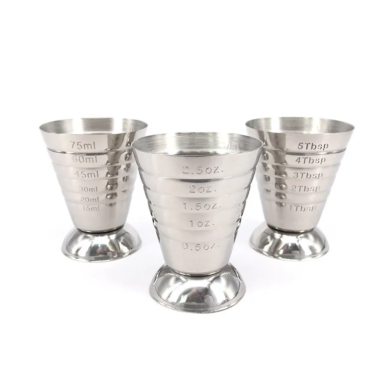 Liquid Dry Mini Espresso Shot Glass Up to 2.5oz 5Tbsp 75ml Measuring Cup Cocktail Jigger Stainless Steel Graduated Cup