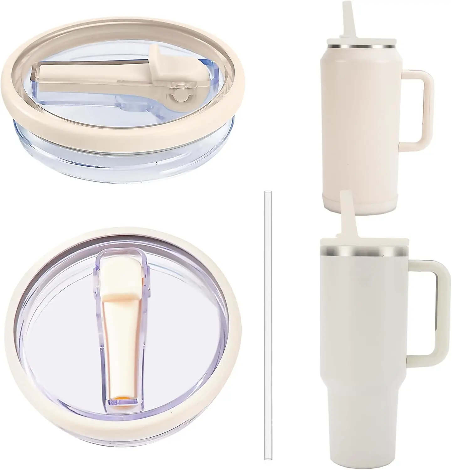 Bottle Accessories 30&40 oz Tumbler Flip Straw Lid Replacement Fit Car Cup Reusable Cover Spill Proof Splash Resistant Lids