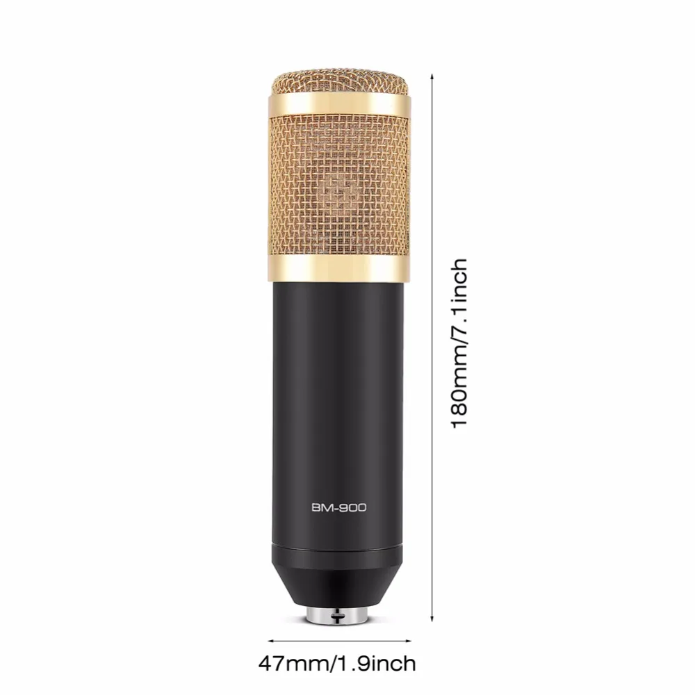 
Professional Condenser Microphone BM-900 Pro Audio Studio Vocal Recording Mic with Shock Mount for Radio Braodcasting Singing 