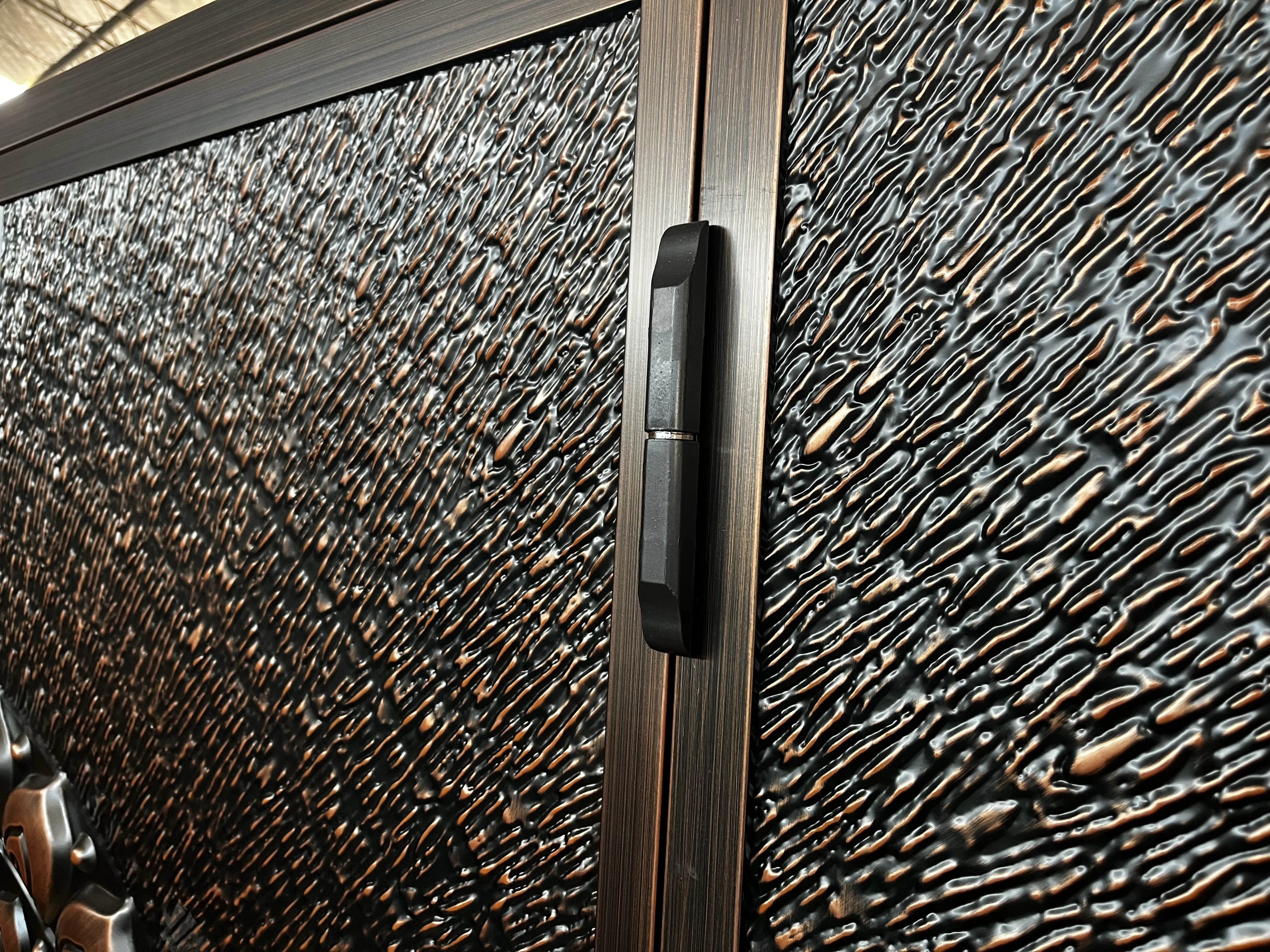 Luxury Design Embossed Customized Size Sun-protected Bronze Security Double Classic main Steel Front Door for Houses