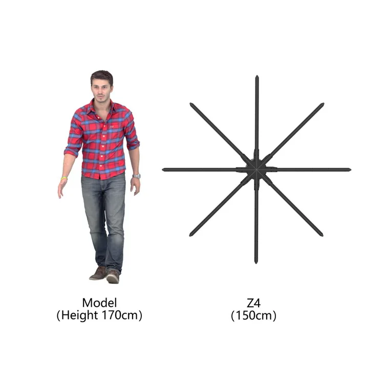 Wiikk 150cm Big Led Advertising Hologram Machine 8 Blades Hologram Fan 20000 Hours 2048*2880 Video : Mp4 1600 Cdm CE Rohs 1.98kg