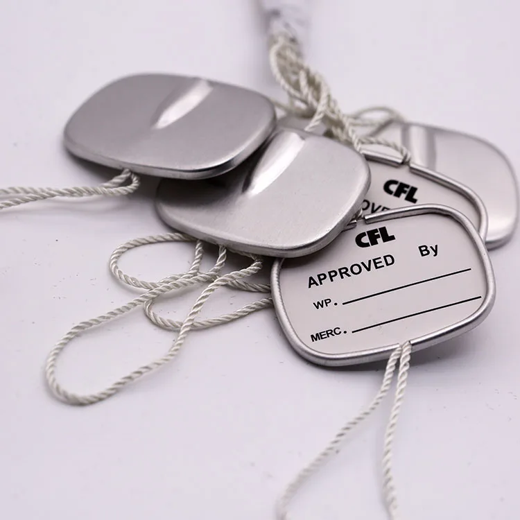 Custom wholesale string Aluminum shell hangtag  logo beads string rope for cargo hanging identification fasteners