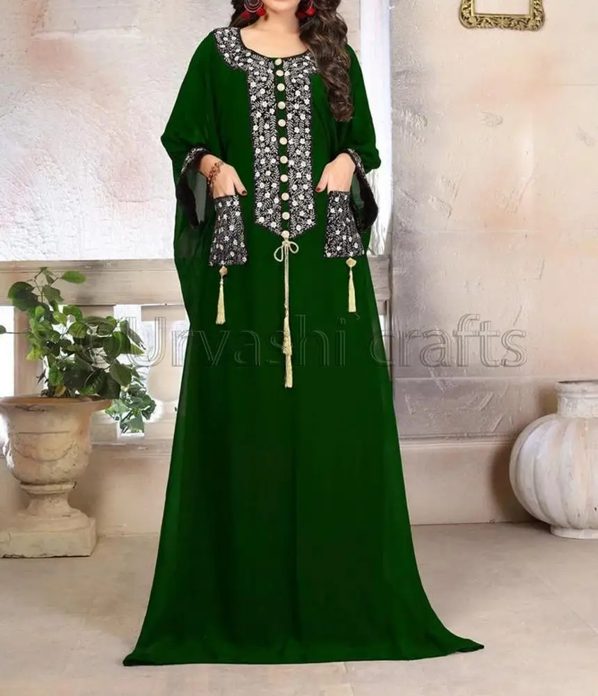Великолепные Caftan марокканские кафтаны с длинными рукавами и передним карманом Дубаи Свадебные